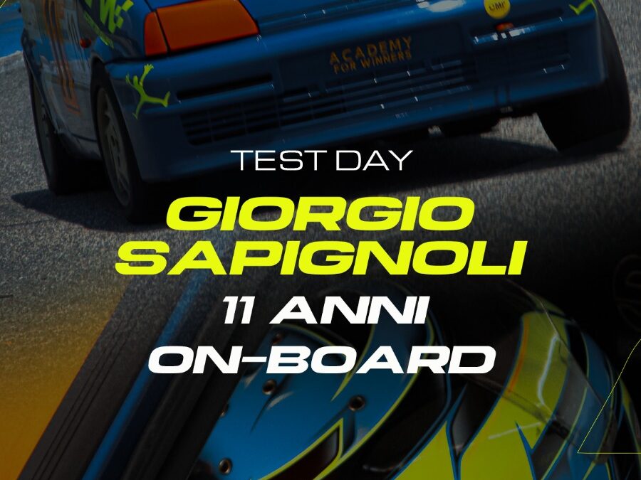Giorgio Sapignoli in pista con Academy for Winners: il primo Test Day prima della monoposto